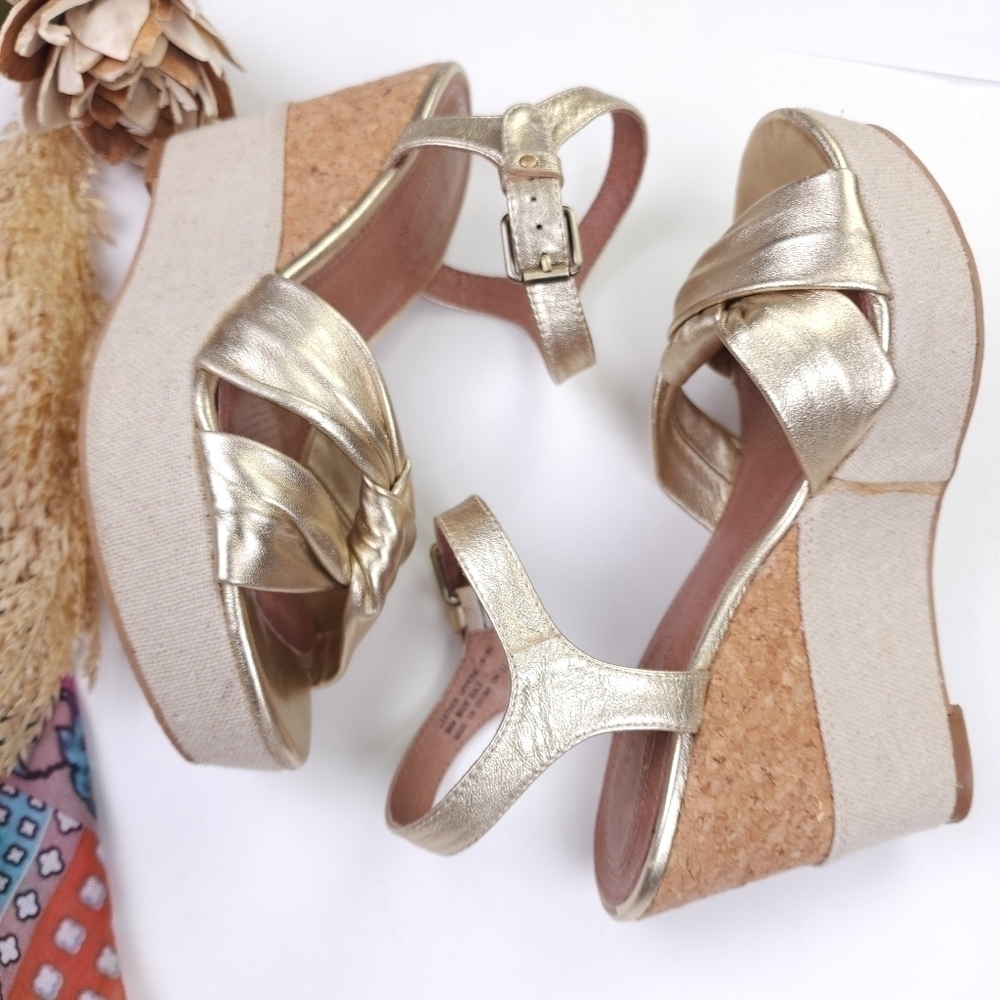 Corso Como Cream Gold Platform Wedge Sandals Sz 8½m - Picture 4 of 14